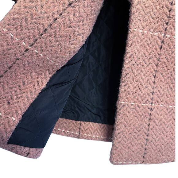 Rag & Bone Estelle Pink Cocoon Checked Wool Coat Medium - Picture 7 of 11